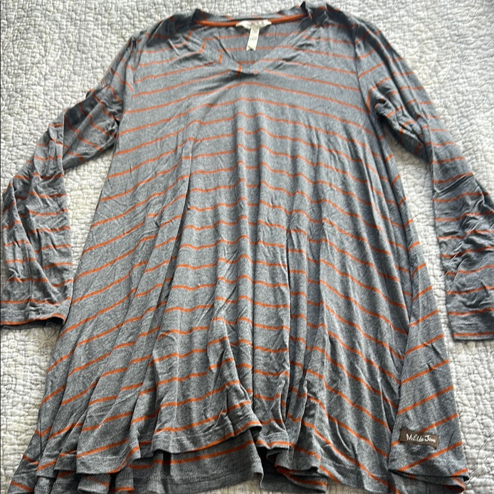 Matilda Jane Gray and Orange Striped Women's Top